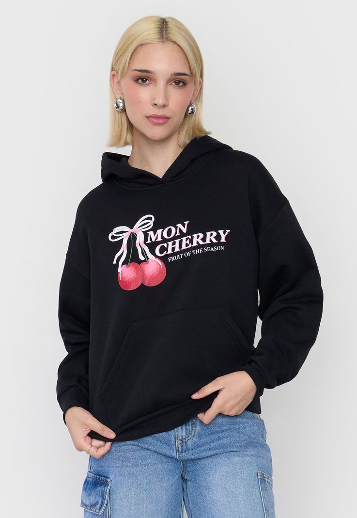 Polerón Mujer Hoodie Print Negro Corona-0