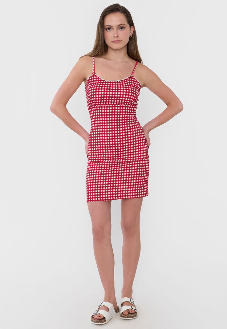 Vestido Mujer Pabilos Vichy Rojo Corona-3