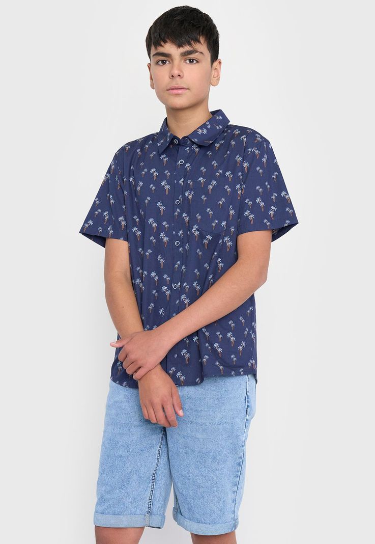 Camisa Niño Teen Fullprint Azul Corona-0