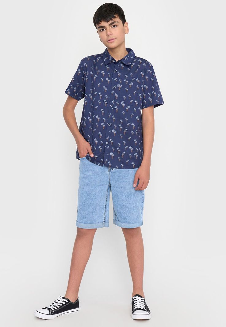 Camisa Niño Teen Fullprint Azul Corona-3