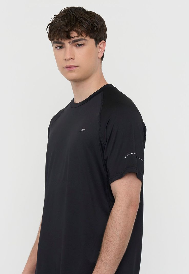 Polera Hombre Deportiva R-Neck Negro Corona-2