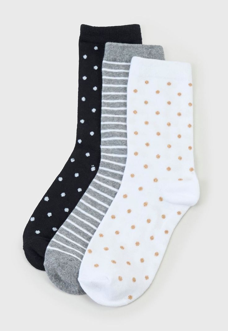 Calcetines Mujer Tripack Largos Blanco/Negro/Gris Corona-0