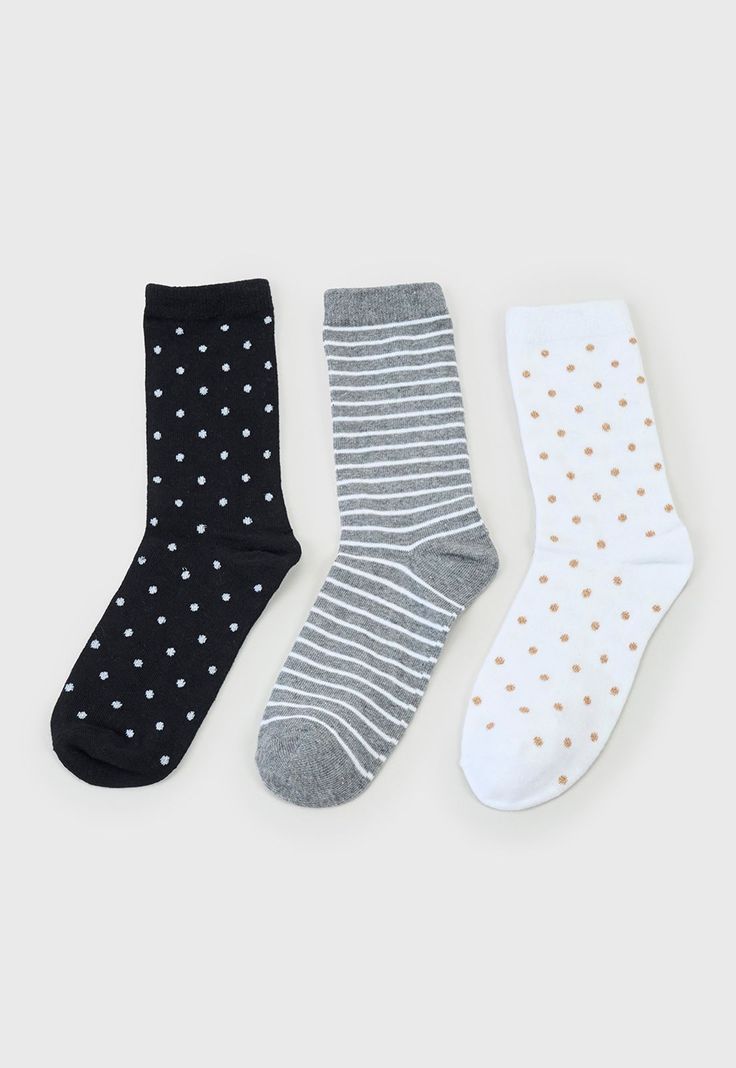 Calcetines Mujer Tripack Largos Blanco/Negro/Gris Corona-2