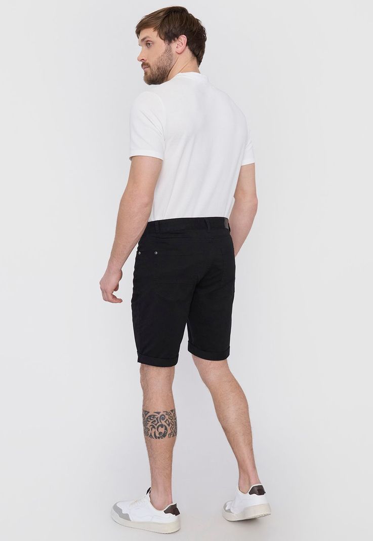 Bermuda Hombre Roll Up Negro Liso Corona-2