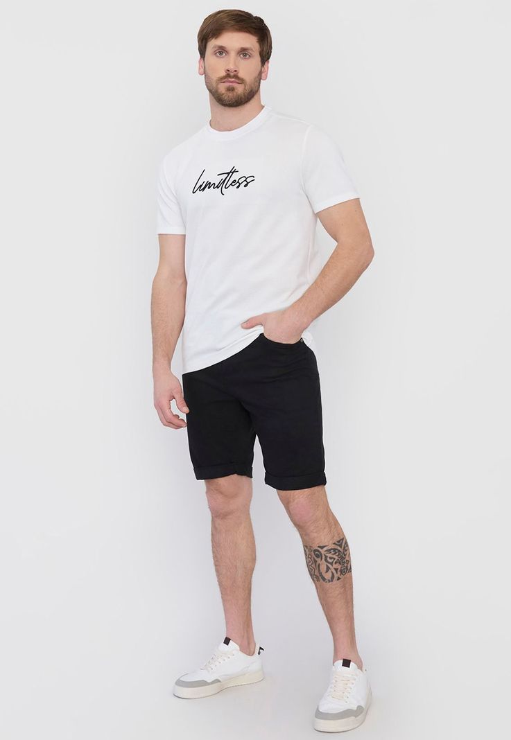Bermuda Hombre Roll Up Negro Liso Corona-3