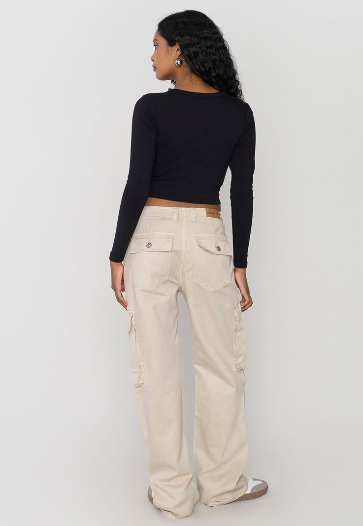 Jeans Mujer Straight Fit Cargo Beige Corona-2