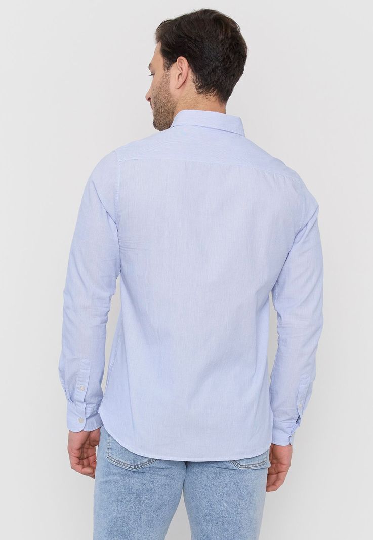 Camisa Hombre Rayas Celeste Corona-1