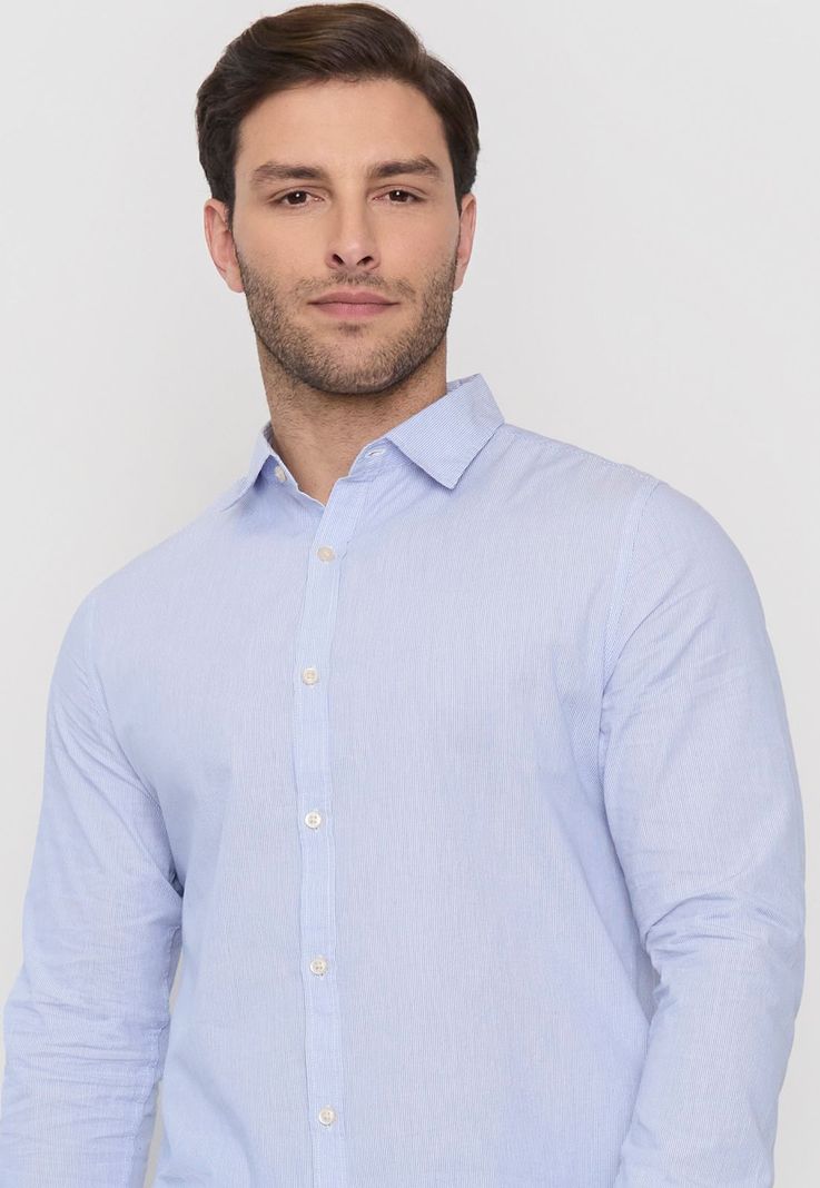 Camisa Hombre Rayas Celeste Corona-2