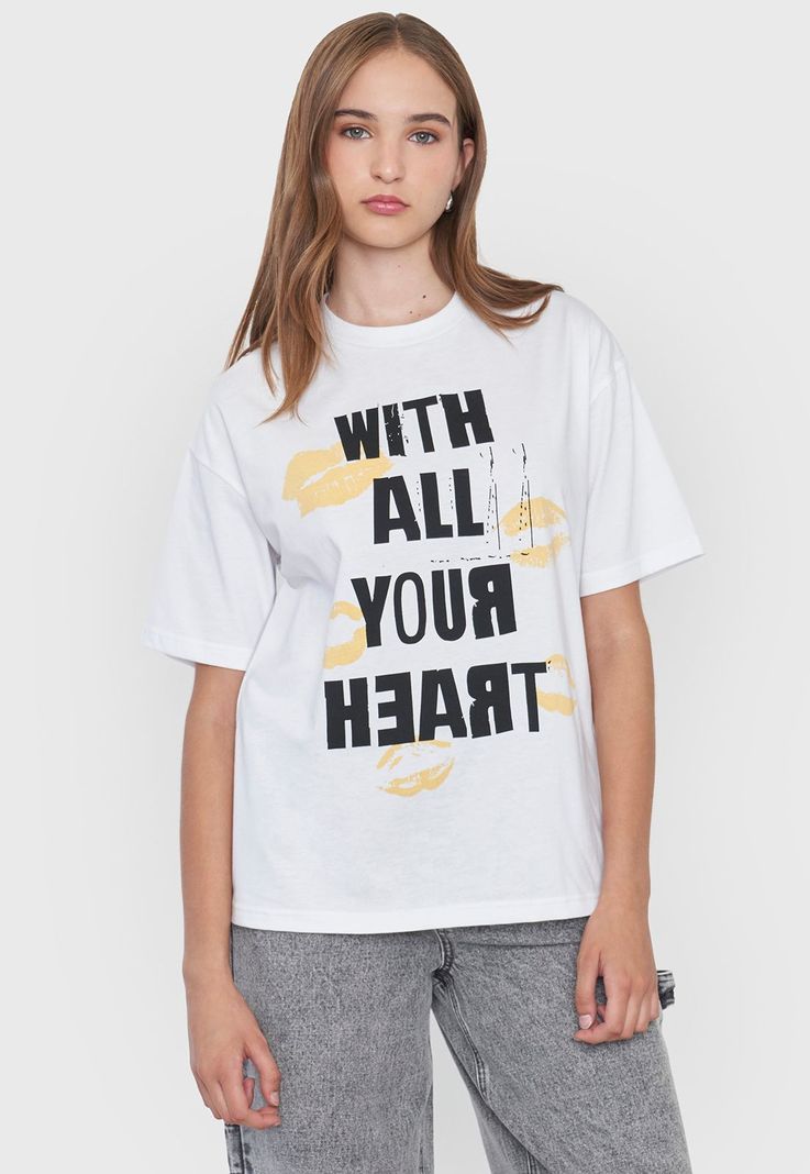 Polera Mujer Blanco Oversize Corona-0