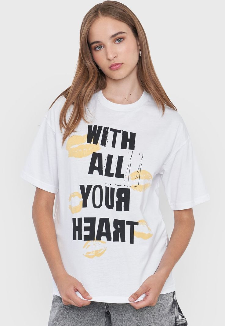 Polera Mujer Blanco Oversize Corona-2