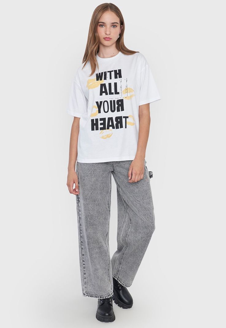 Polera Mujer Blanco Oversize Corona-3