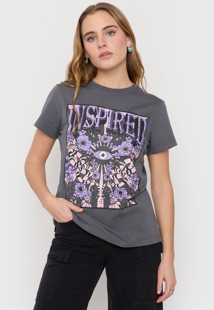 Polera Mujer Fun Oversize M/C Gris Corona-0