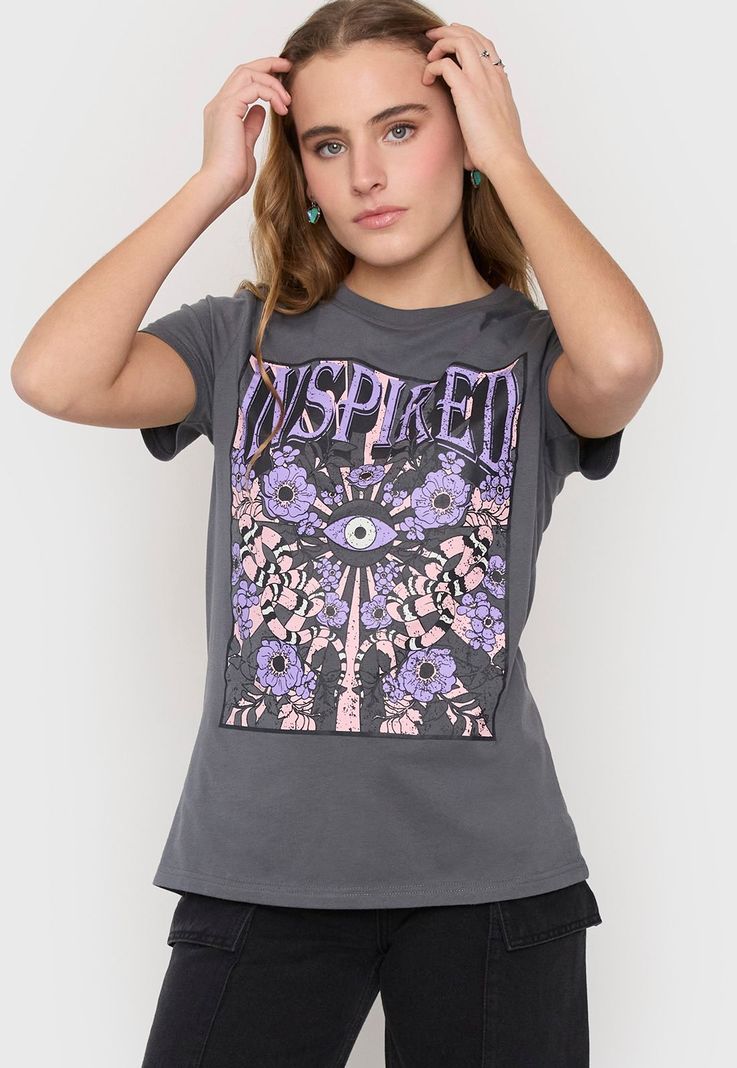 Polera Mujer Fun Oversize M/C Gris Corona-2