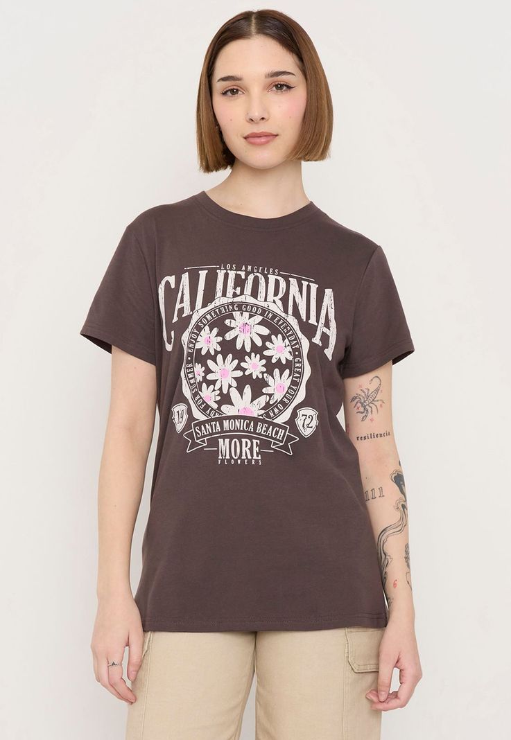 Polera Fun Mujer Oversize Café Corona-0