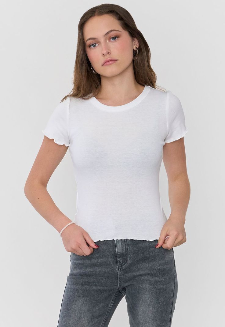 Polera Mujer Roulet Manga Corta Blanco Corona-0