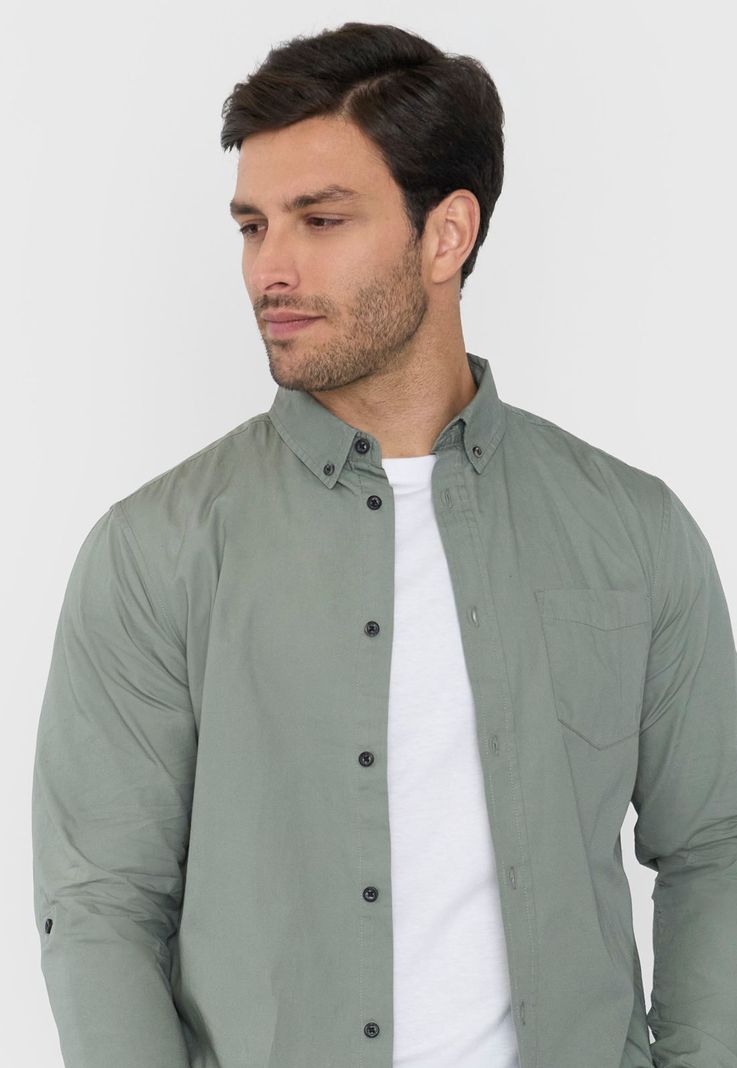 Camisa Hombre Roll Up Musgo Corona-2