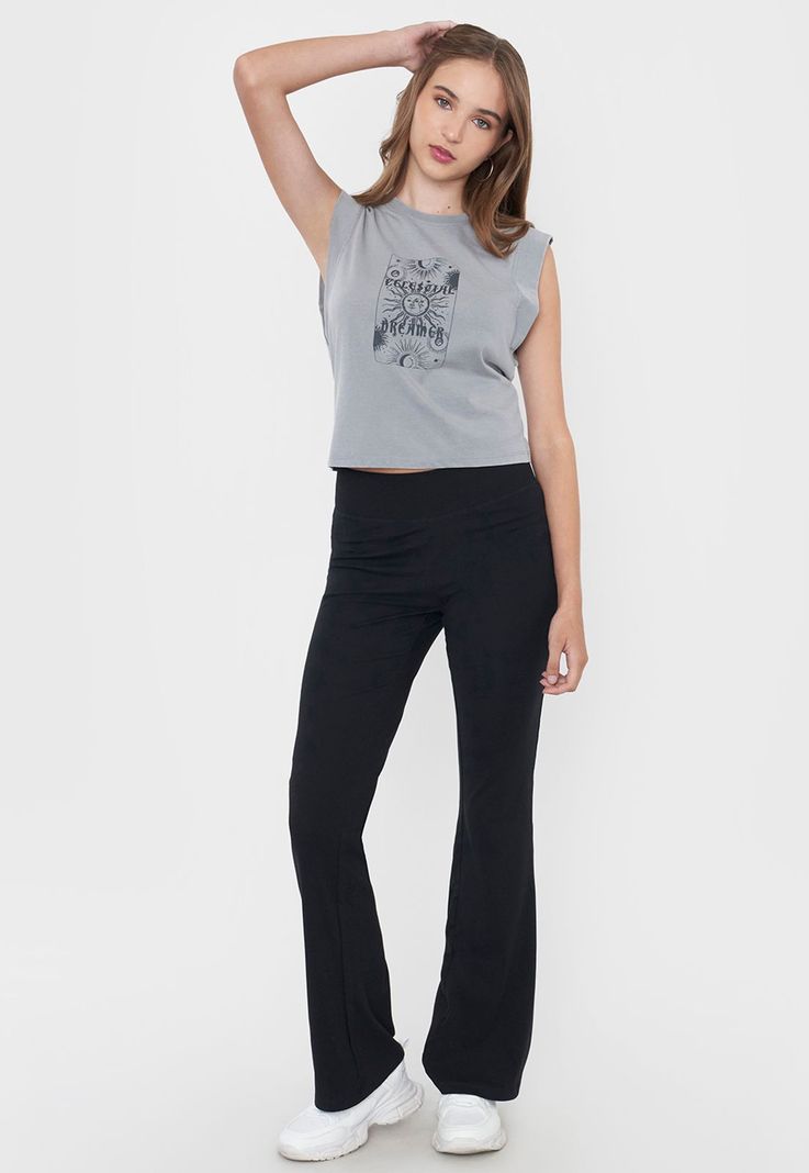 Polera Mujer Manga Vuelos Gris Claro Corona-3