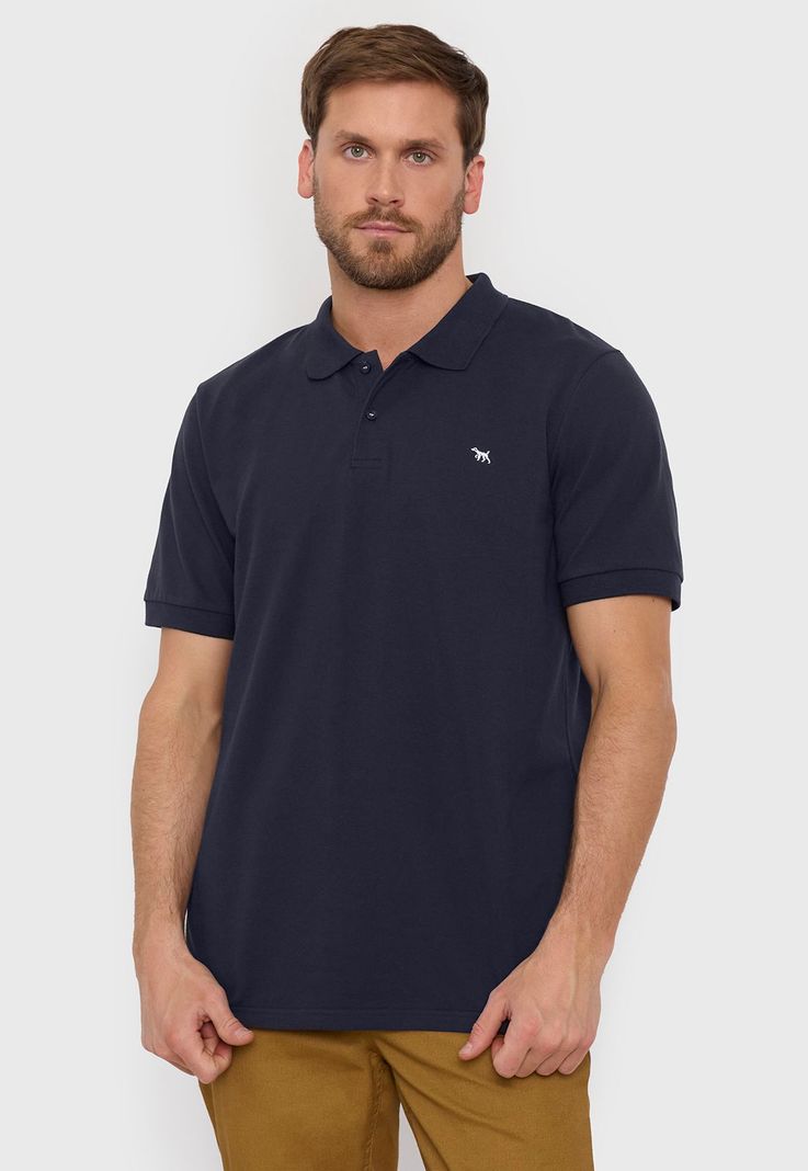 Polera Hombre Lisa Piqué Navy Corona-0
