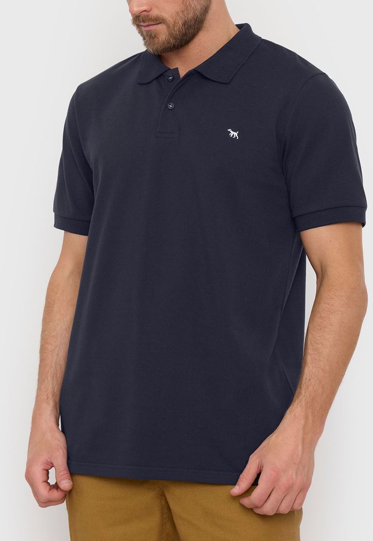Polera Hombre Lisa Piqué Navy Corona-2