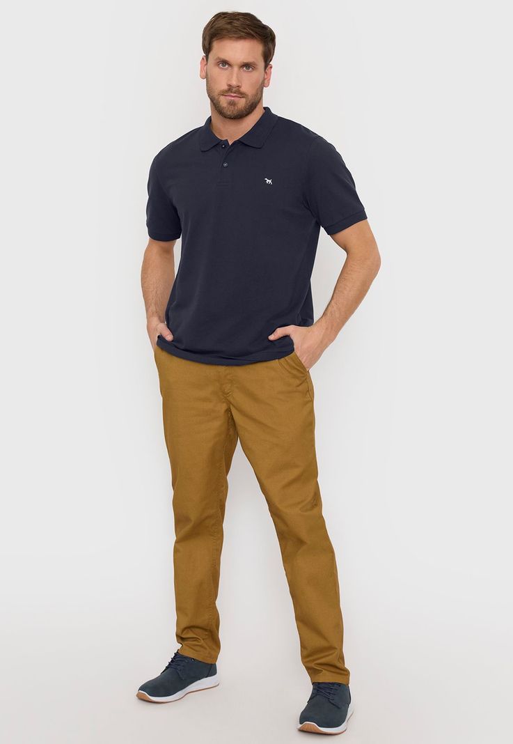 Polera Hombre Lisa Piqué Navy Corona-3