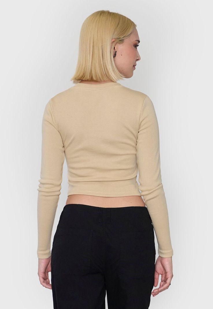 Polera Mujer Crop Manga Larga Beige Corona-1