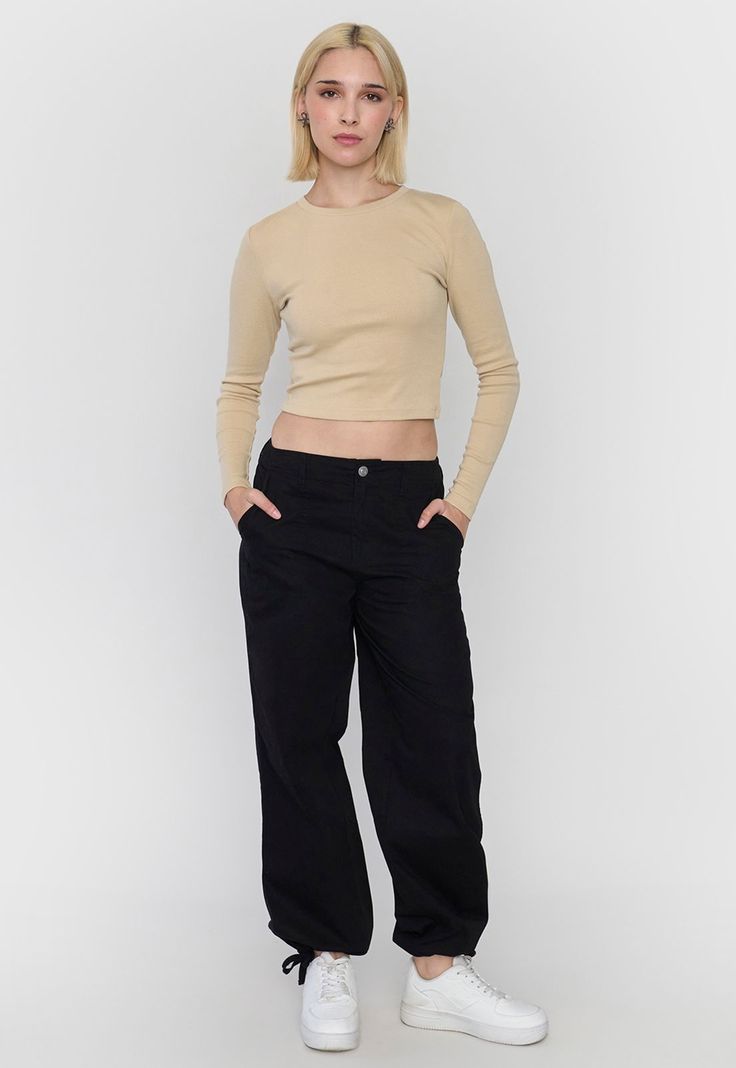Polera Mujer Crop Manga Larga Beige Corona-3