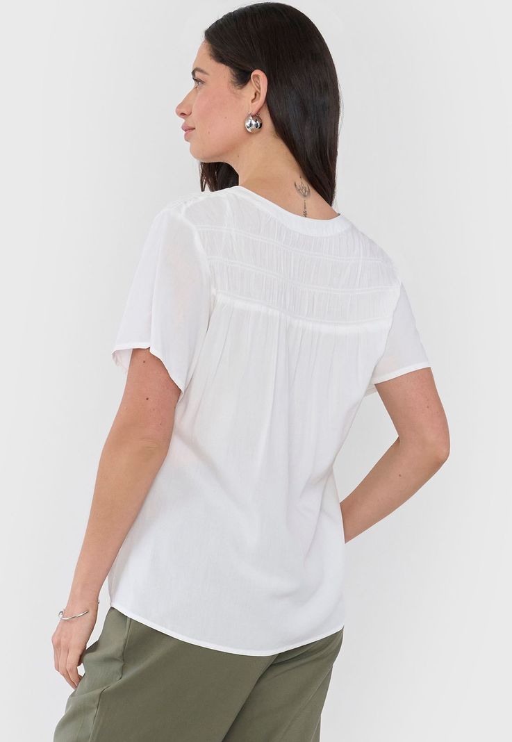 Blusa Mujer Manga Corta Hombro Recogido Ecru Corona-1