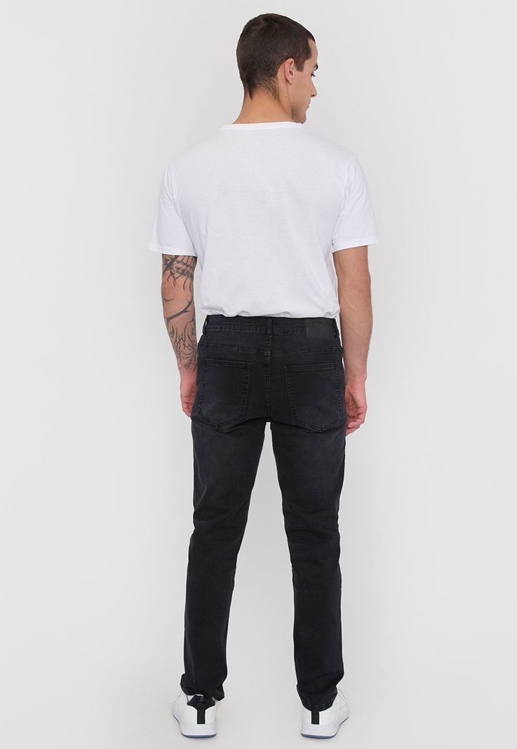 Jeans Hombre Spandex Slim Fit Negro Corona-2