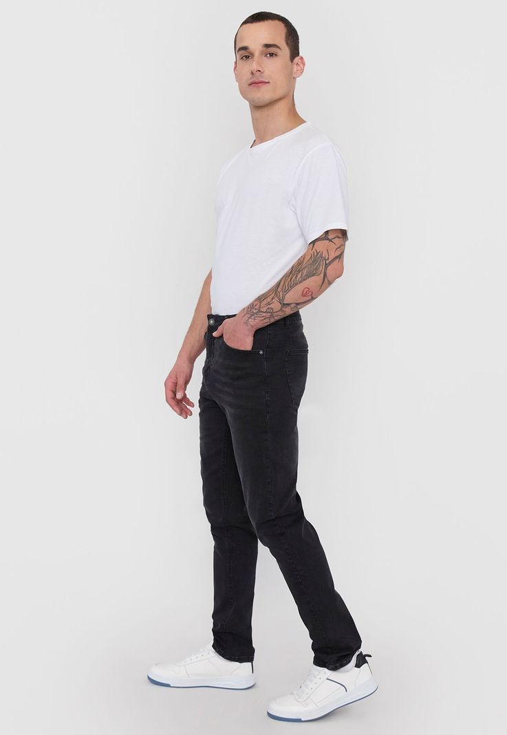 Jeans Hombre Spandex Slim Fit Negro Corona-3