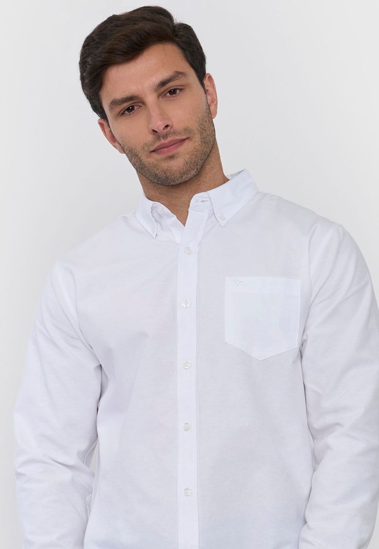 Camisa Hombre Oxford Color Blanco Corona-2