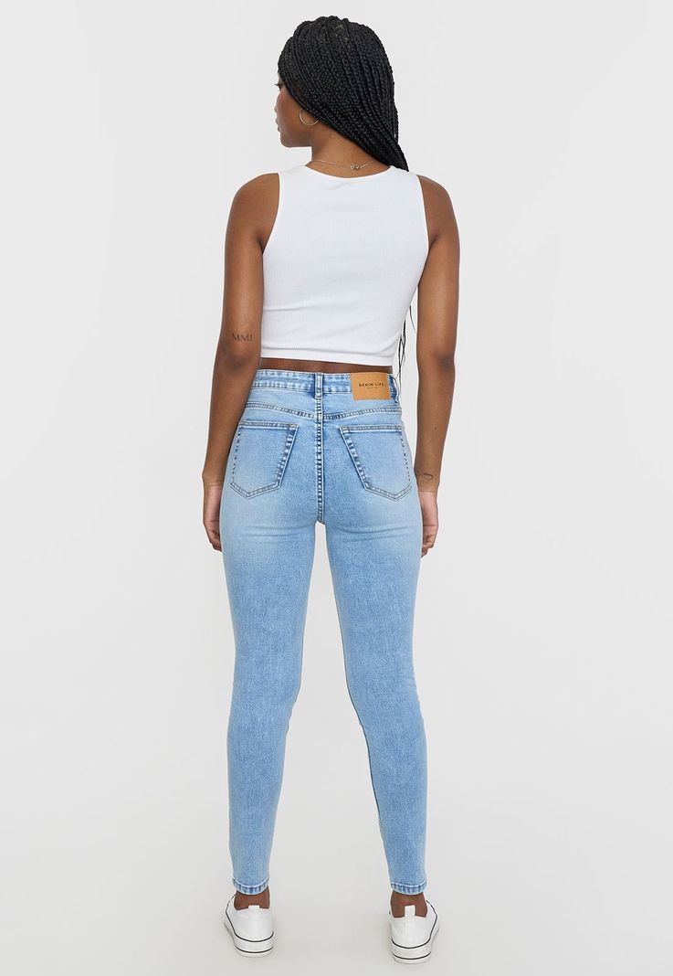 Jeans Mujer Skinny Roturas Azul Claro Corona-2