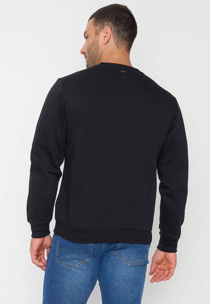 Polerón Hombre R-Neck Costura Negro Corona-2