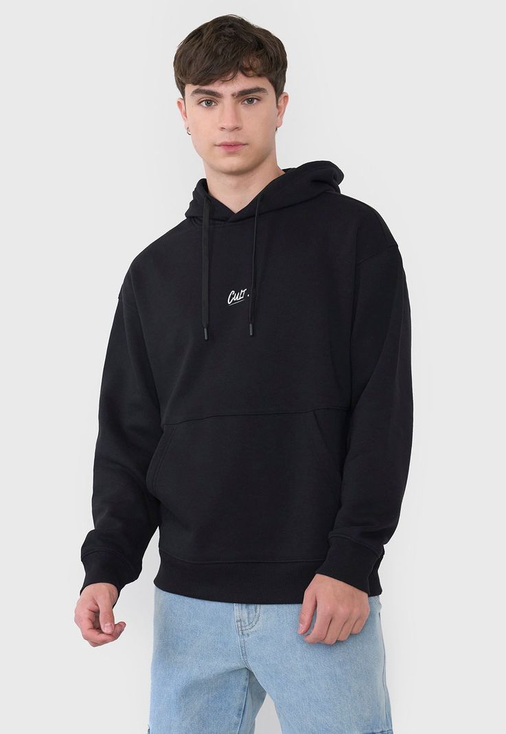 Polerón Hombre Oversize Cortes Print Negro Corona-0