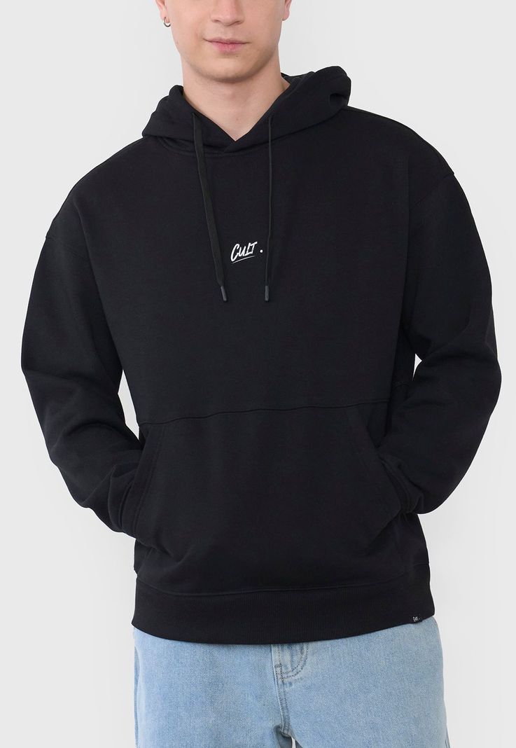 Polerón Hombre Oversize Cortes Print Negro Corona-2