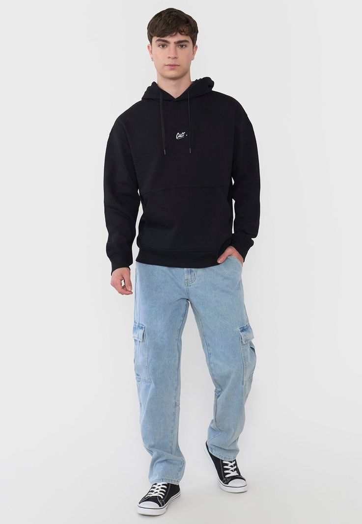 Polerón Hombre Oversize Cortes Print Negro Corona-3