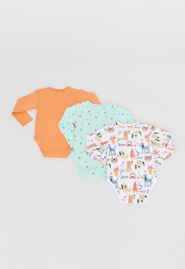 Body Bebe Niño Manga Larga Tripack Naranjo Corona-1