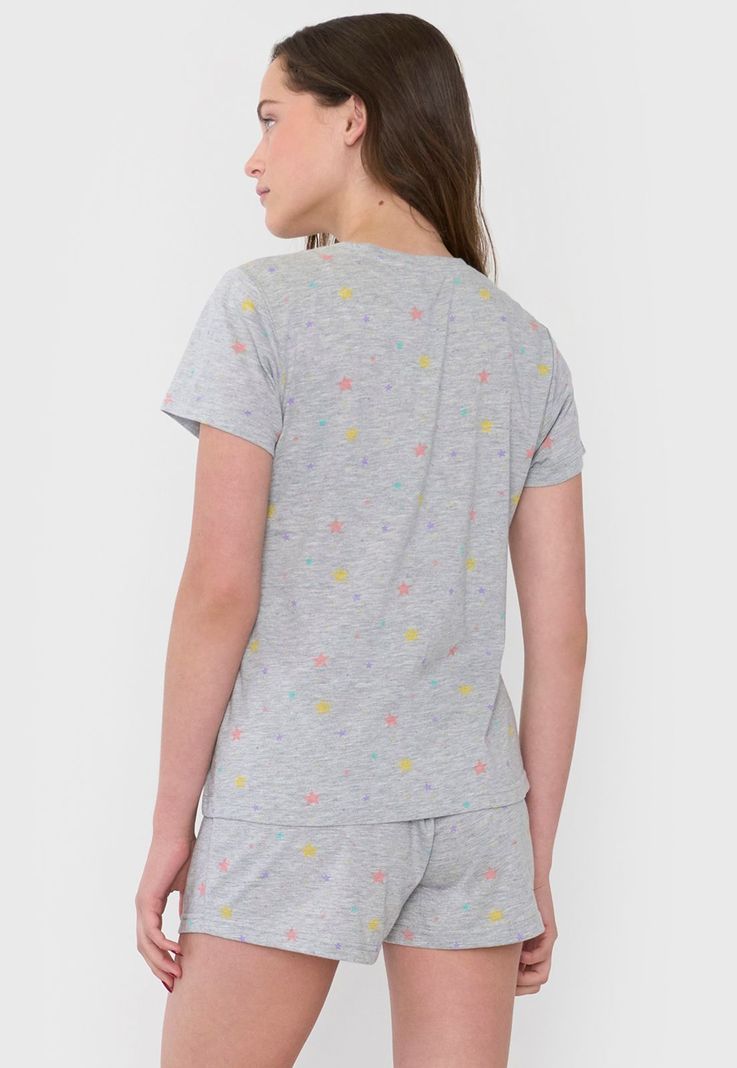 Pijama Mujer Corto Algodón Gris Corona-1