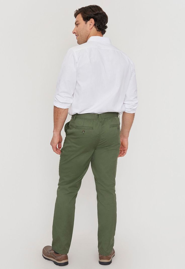 Pantalón Hombre Slim Fit Verde Bolsillos Chino Corona-2