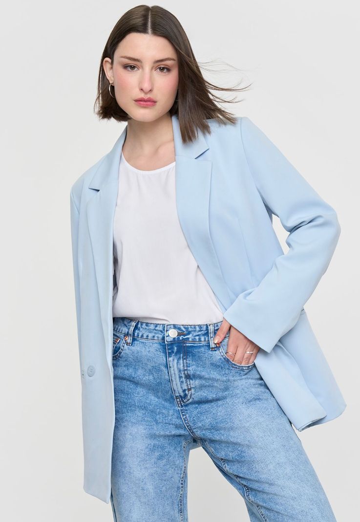 Blazer Mujer Pastel Celeste Corona-0