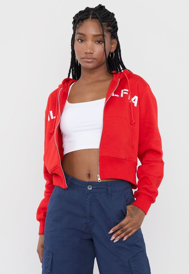 Polerón Mujer Full Zipper Rojo Corona-0