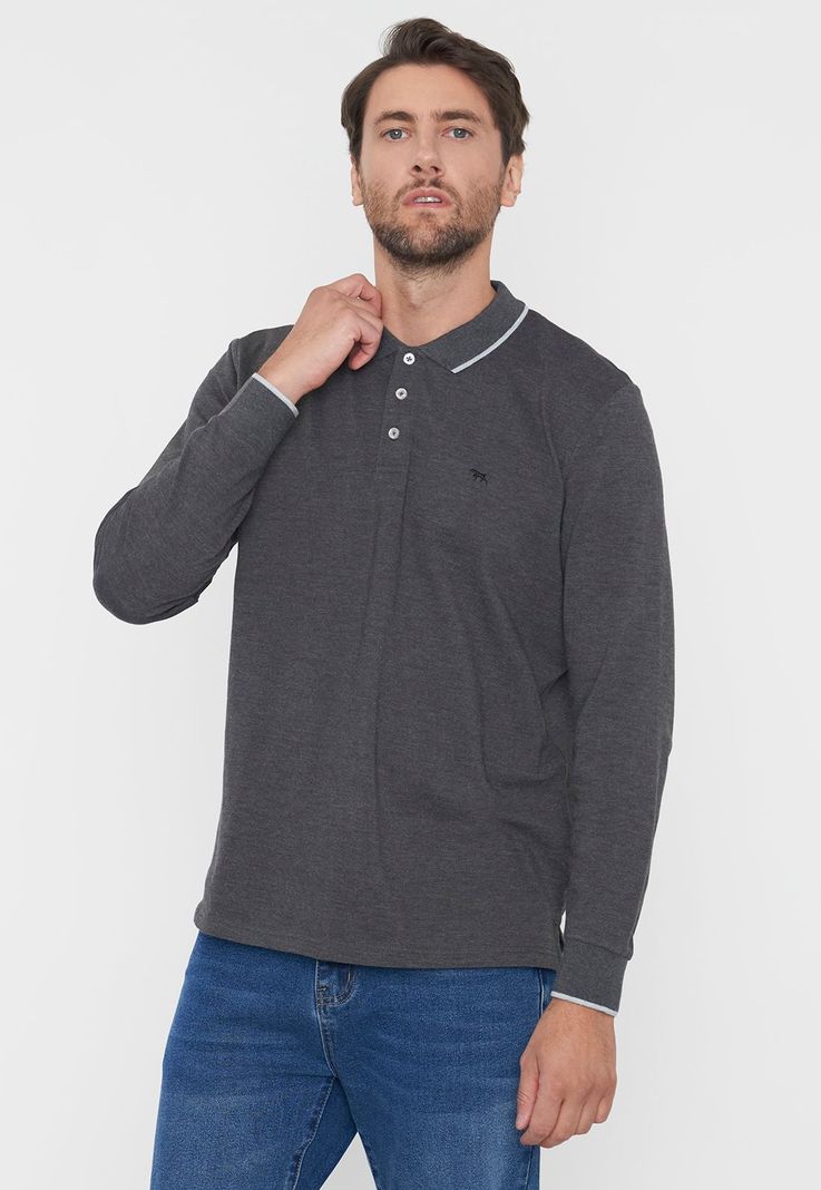 Polera Hombre Polo Piqué M/L Charcoal Corona-0