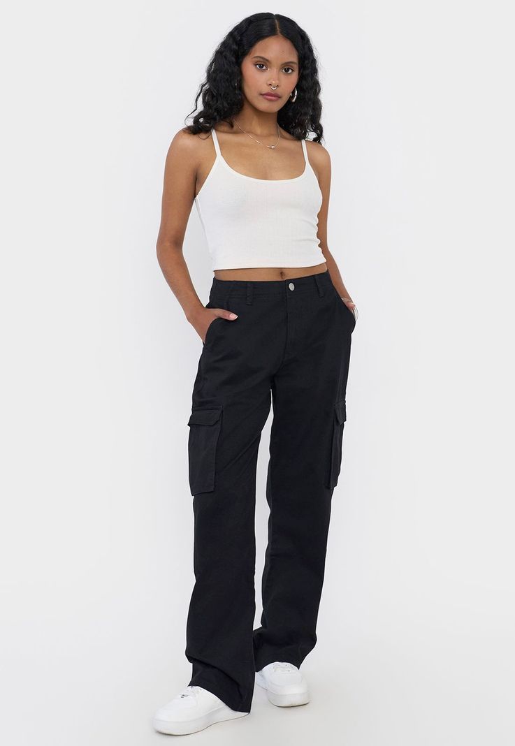 Pantalón Mujer Cargo Color Negro Corona-0