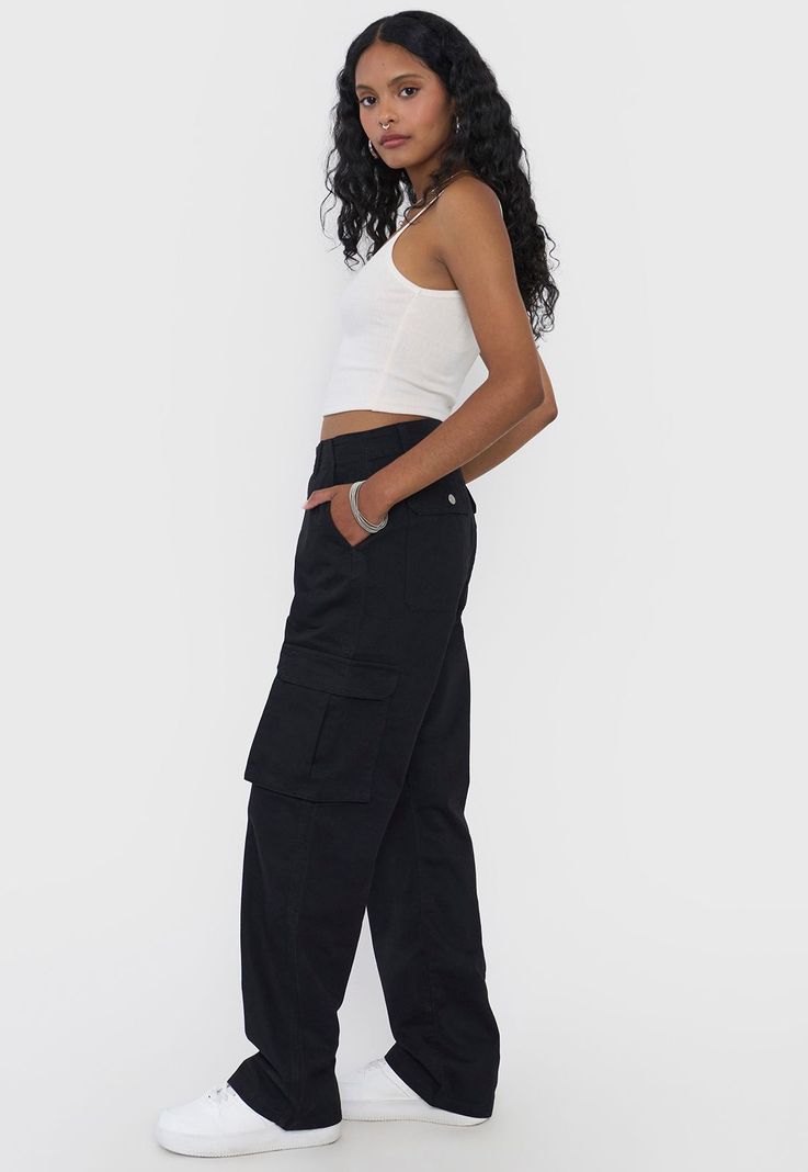 Pantalón Mujer Cargo Color Negro Corona-3