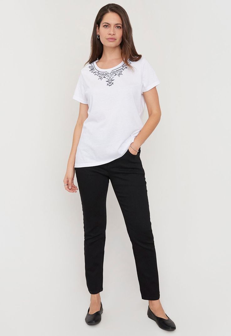 Jeans Mujer Push Up 3 Botónes Negro Corona-0