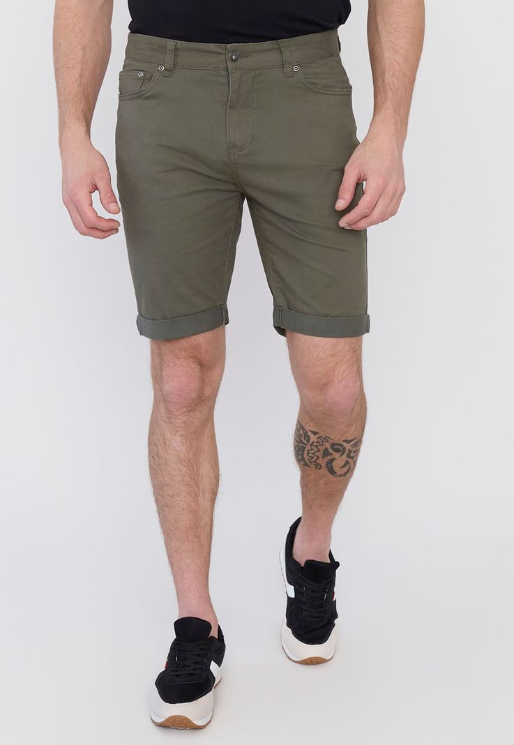 Bermuda Hombre Roll Up Verde Liso Corona-1