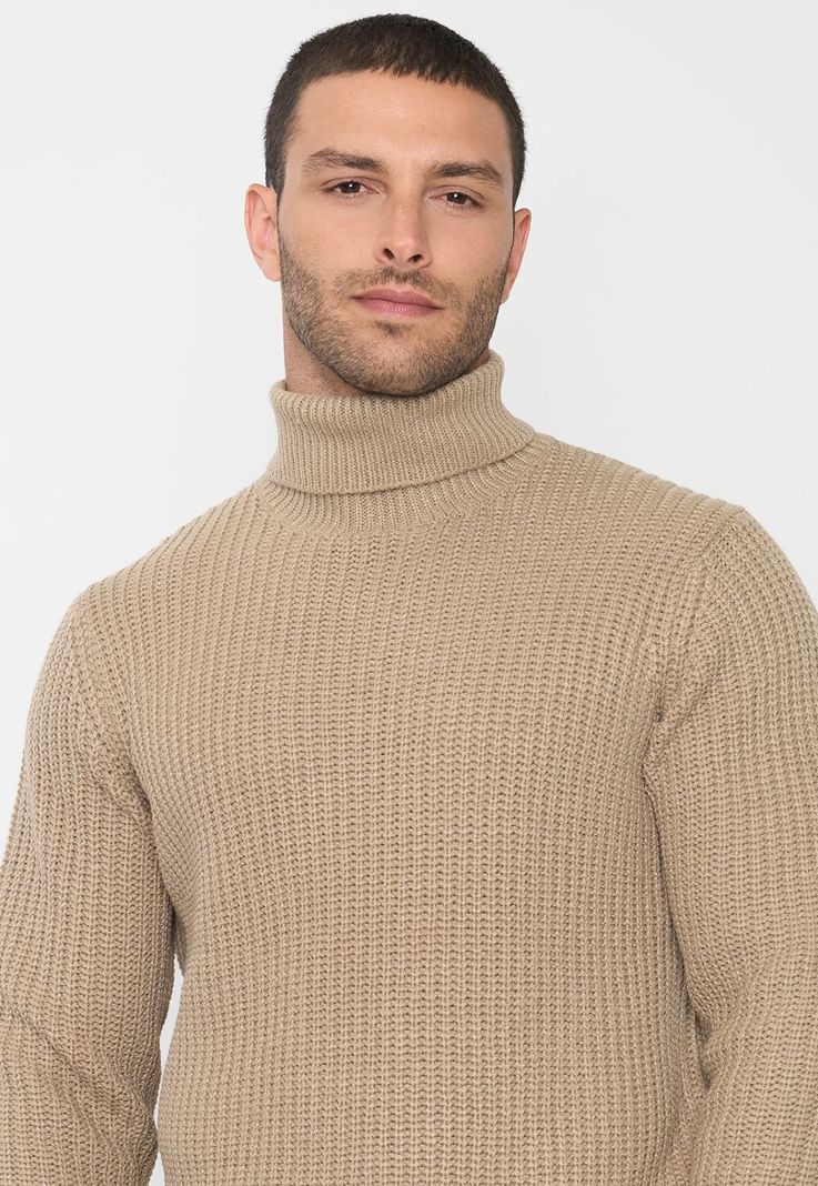 Tejido Hombre Cuello Alto Beige Corona-2