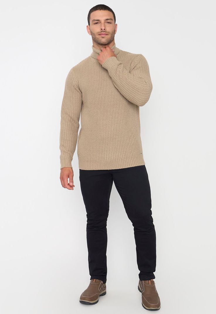 Tejido Hombre Cuello Alto Beige Corona-3