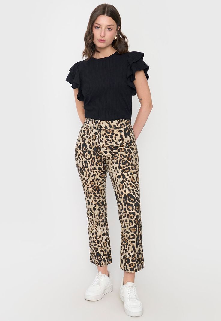 Pantalón Mujer Animal Print Beige Corona-0