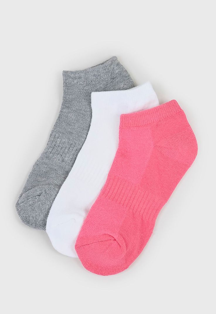 Calcetines Mujer Tripack Deportivo Cortos Rosado Corona-0