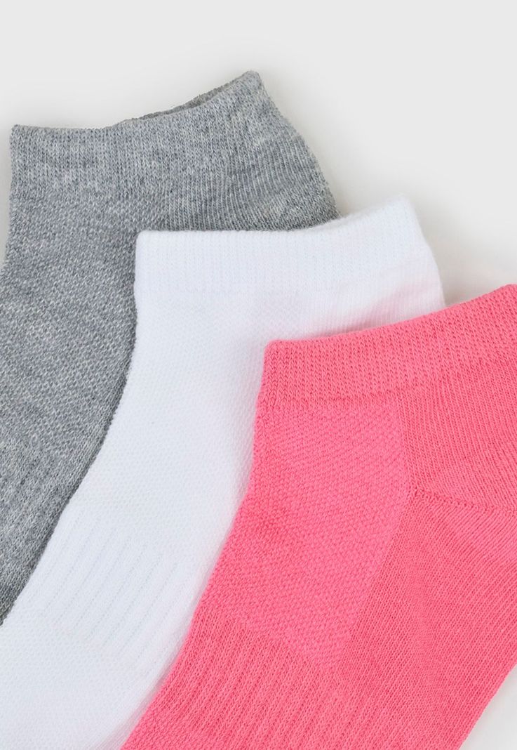 Calcetines Mujer Tripack Deportivo Cortos Rosado Corona-1